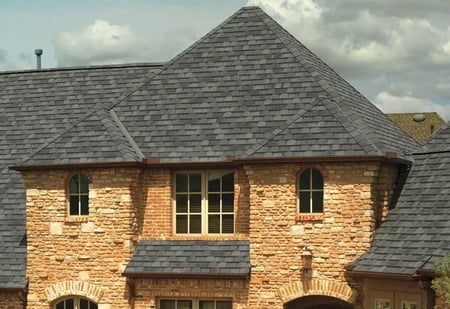 brick house with designer shingles-1-1