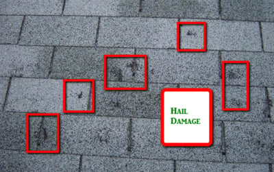 Signs of Hail Damage on a shingle roof