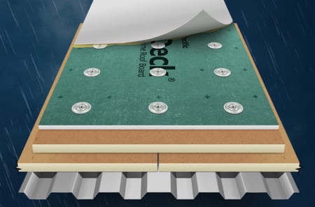 flat roof assembly with gypsum insulation