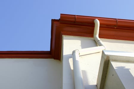 white gutters with red roof