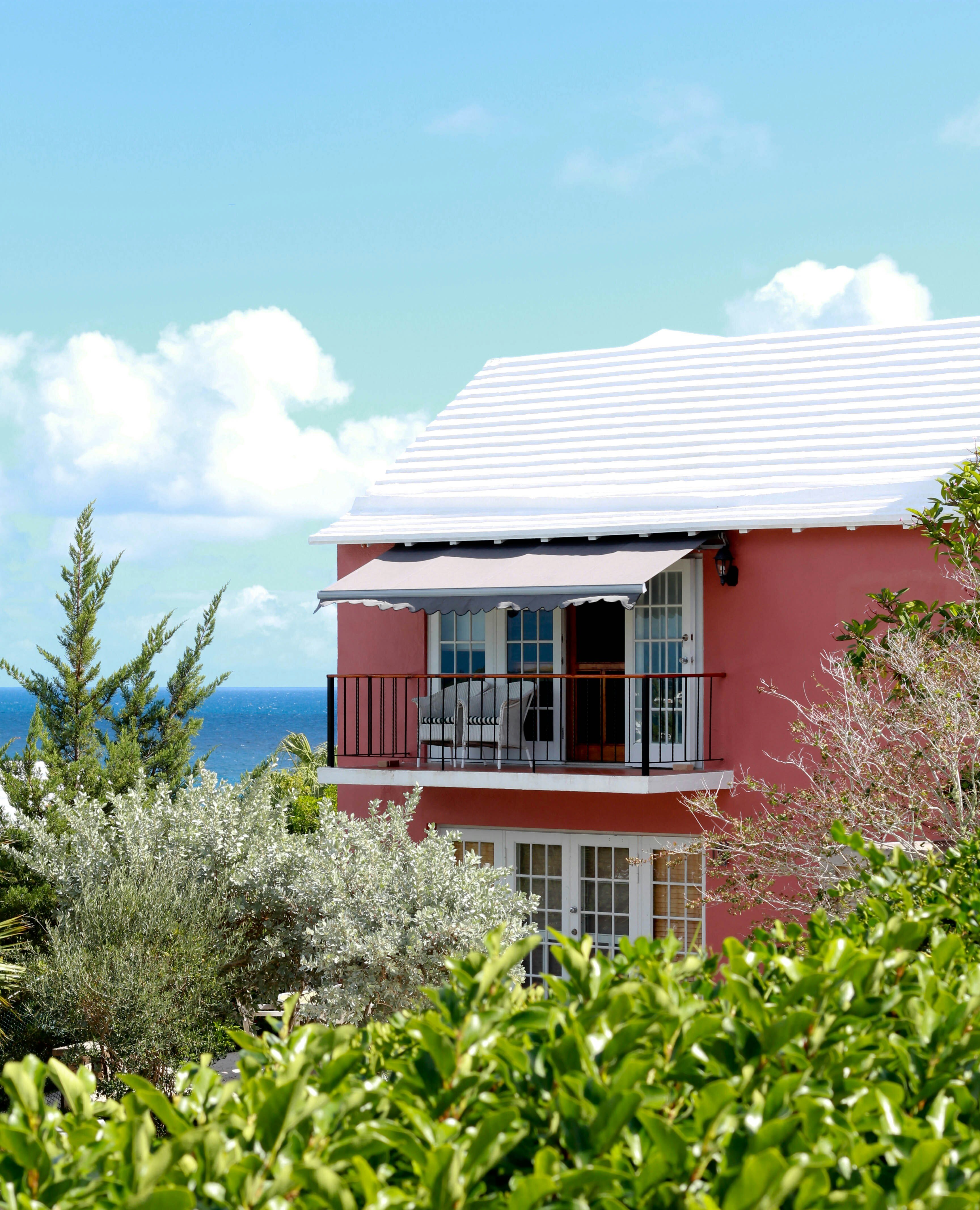 home with white roof